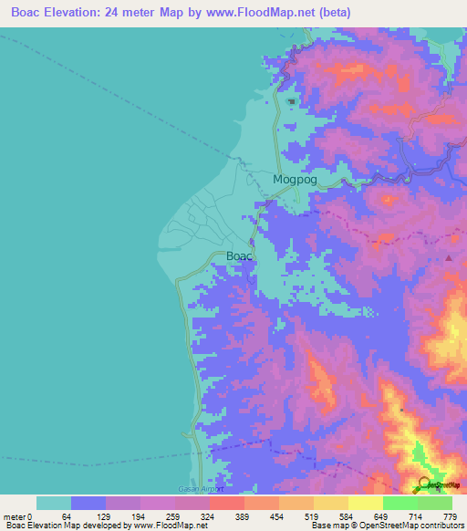 Boac,Philippines Elevation Map