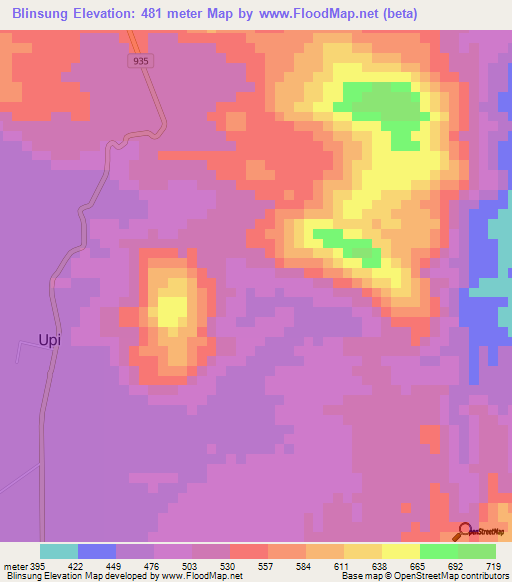 Blinsung,Philippines Elevation Map