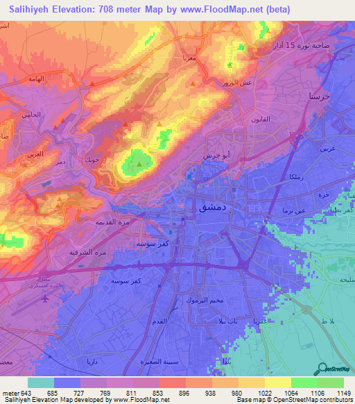 Salihiyeh,Syria Elevation Map