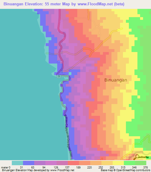 Binuangan,Philippines Elevation Map