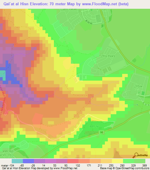Qal`at al Hisn,Syria Elevation Map