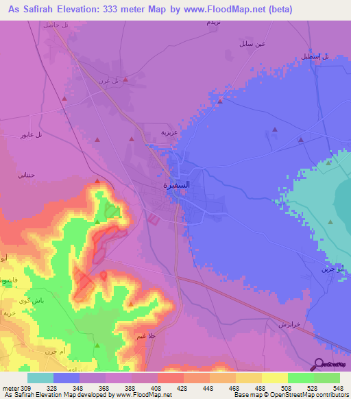 As Safirah,Syria Elevation Map