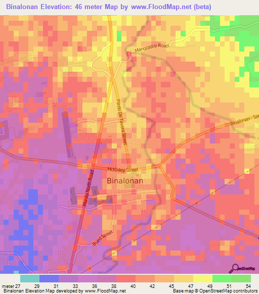 Binalonan,Philippines Elevation Map