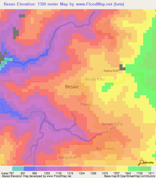 Besao,Philippines Elevation Map