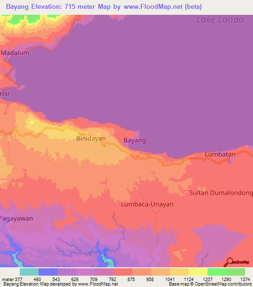 Bayang,Philippines Elevation Map