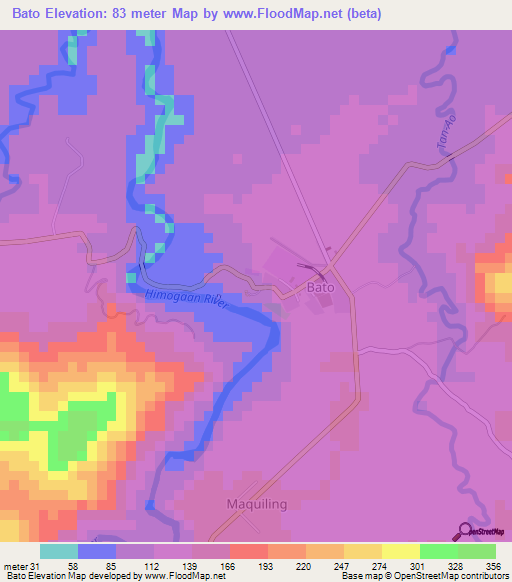 Bato,Philippines Elevation Map