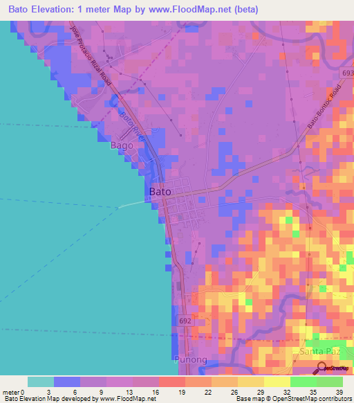 Bato,Philippines Elevation Map