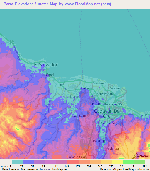 Barra,Philippines Elevation Map