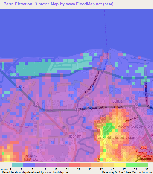 Barra,Philippines Elevation Map