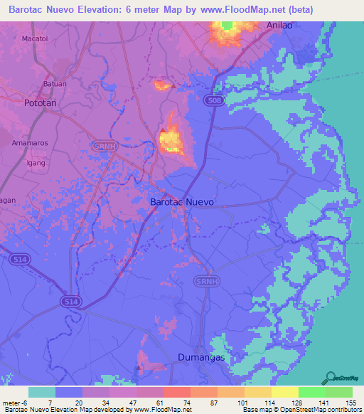 Barotac Nuevo,Philippines Elevation Map