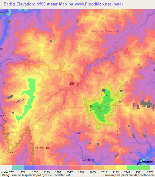 Barlig,Philippines Elevation Map