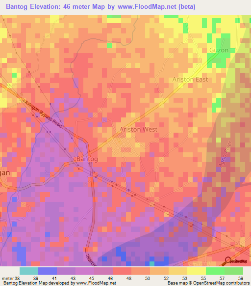 Bantog,Philippines Elevation Map