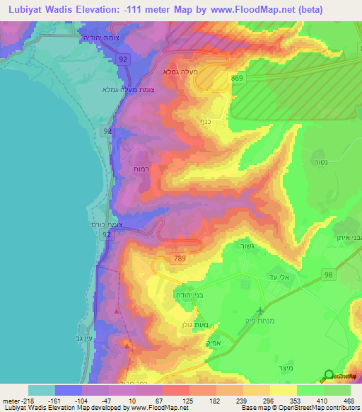 Lubiyat Wadis,Syria Elevation Map