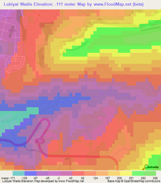 Lubiyat Wadis,Syria Elevation Map