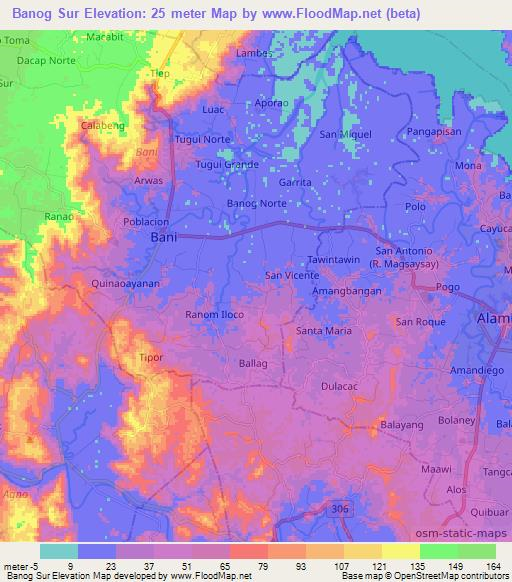 Banog Sur,Philippines Elevation Map