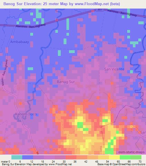Banog Sur,Philippines Elevation Map
