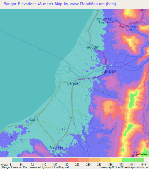 Bangar,Philippines Elevation Map