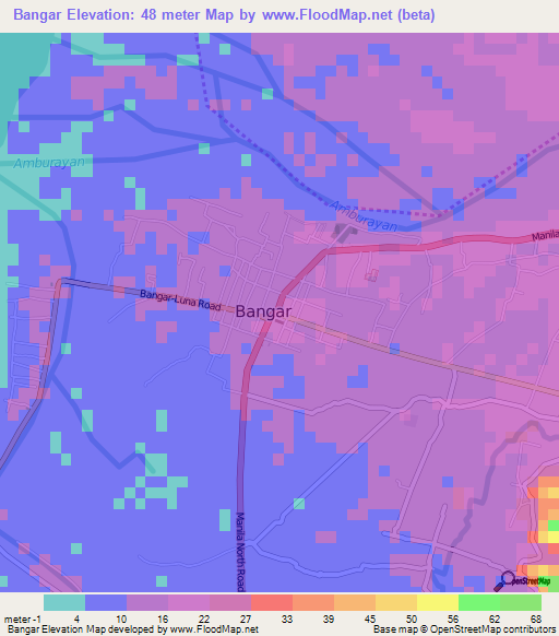 Bangar,Philippines Elevation Map