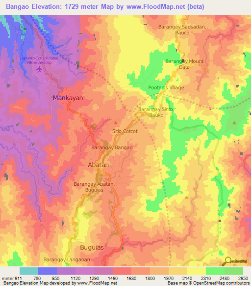 Bangao,Philippines Elevation Map