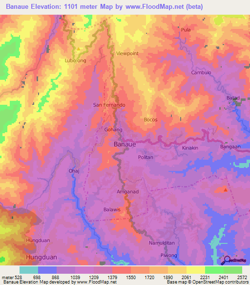 Banaue,Philippines Elevation Map