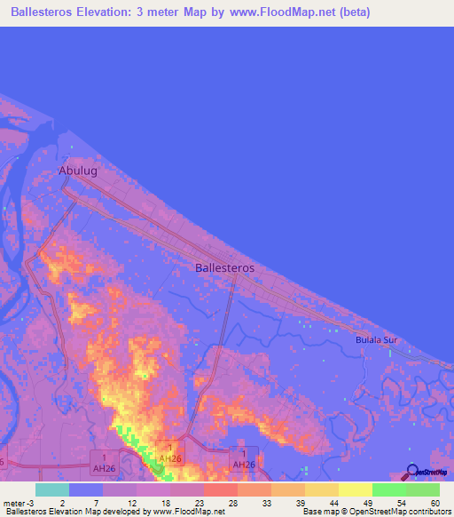 Ballesteros,Philippines Elevation Map