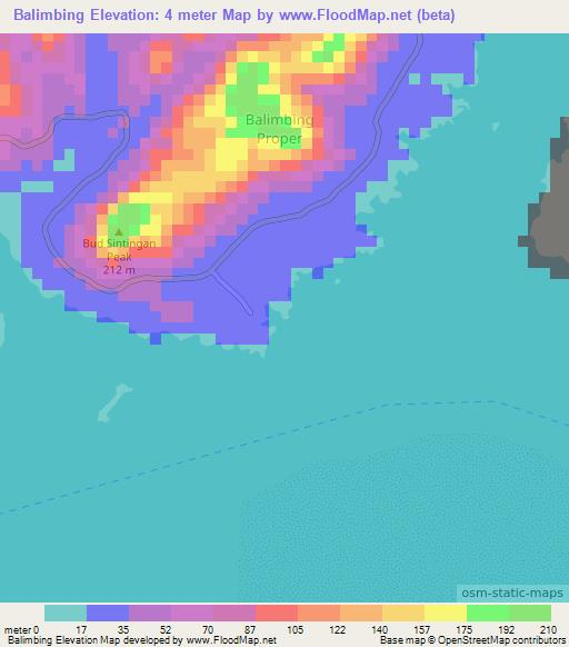 Balimbing,Philippines Elevation Map