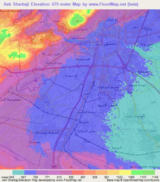 Ash Sharbaji,Syria Elevation Map