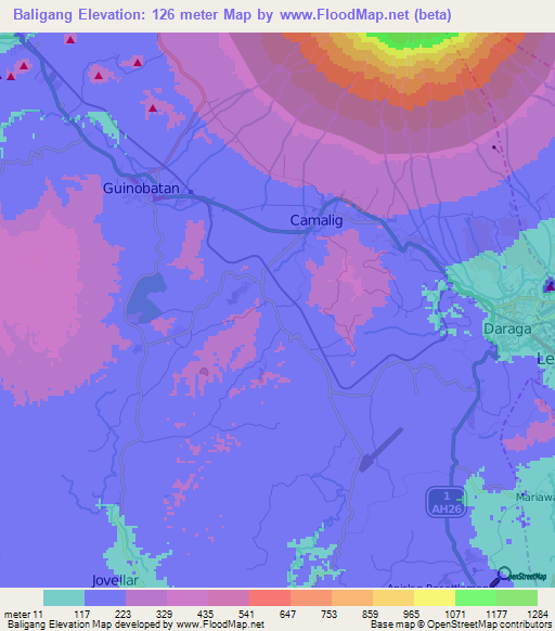 Baligang,Philippines Elevation Map