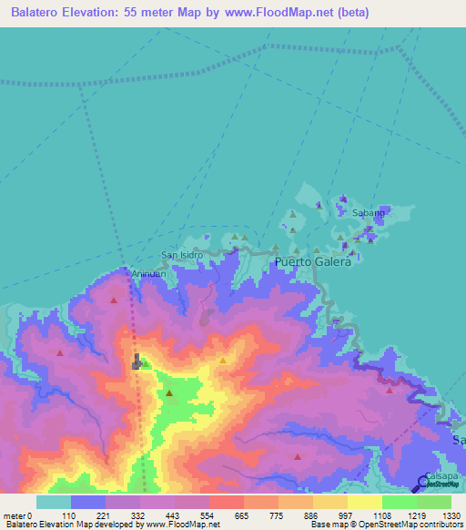 Balatero,Philippines Elevation Map