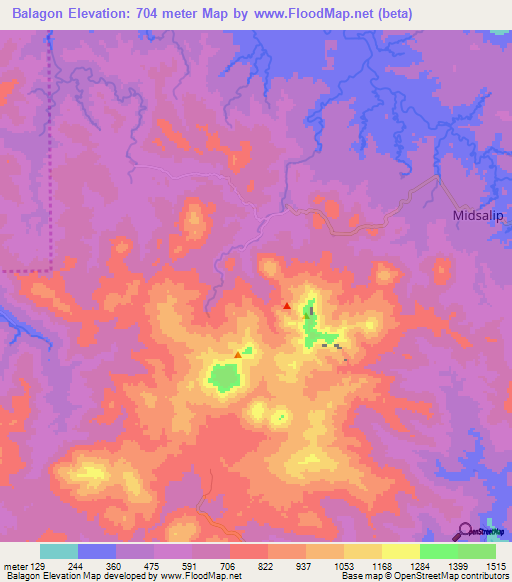 Balagon,Philippines Elevation Map