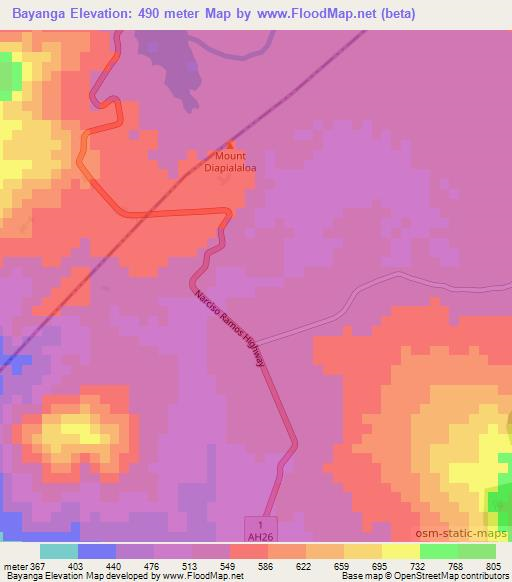 Bayanga,Philippines Elevation Map