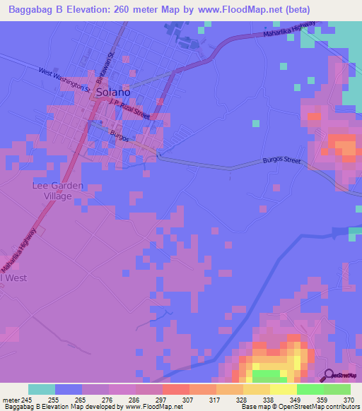 Baggabag B,Philippines Elevation Map