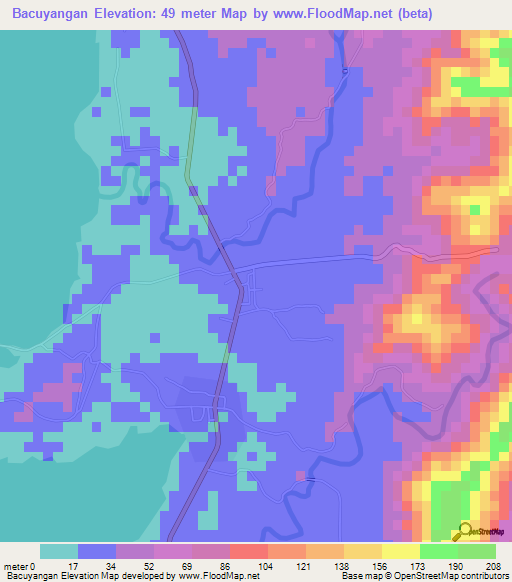 Bacuyangan,Philippines Elevation Map