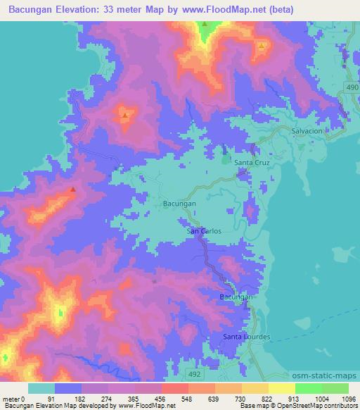 Bacungan,Philippines Elevation Map