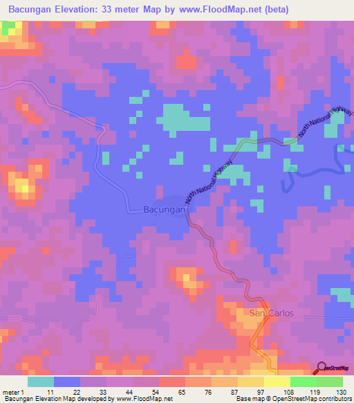 Bacungan,Philippines Elevation Map