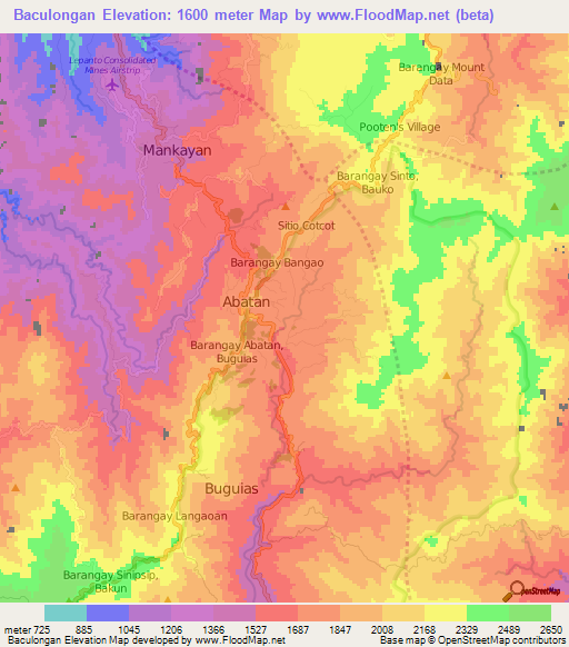 Baculongan,Philippines Elevation Map