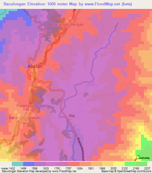 Baculongan,Philippines Elevation Map