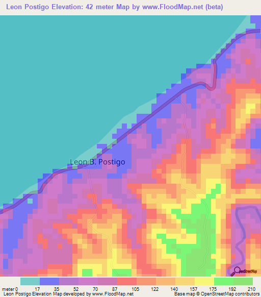 Leon Postigo,Philippines Elevation Map