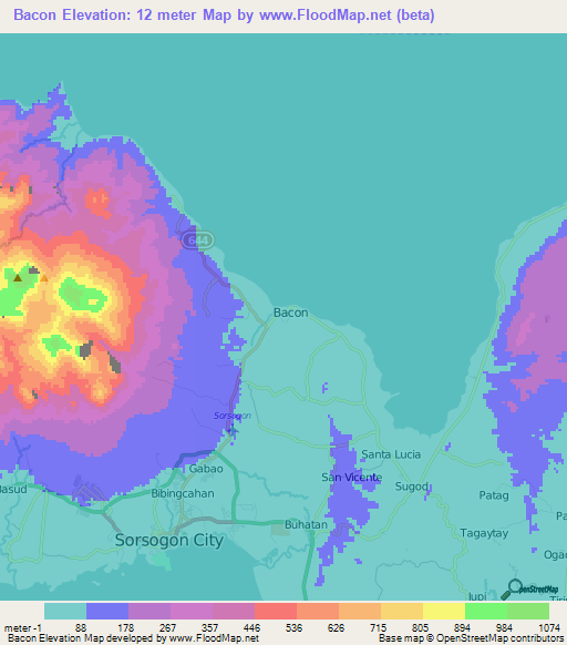 Bacon,Philippines Elevation Map