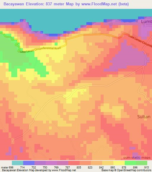 Bacayawan,Philippines Elevation Map