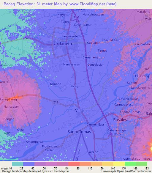 Bacag,Philippines Elevation Map