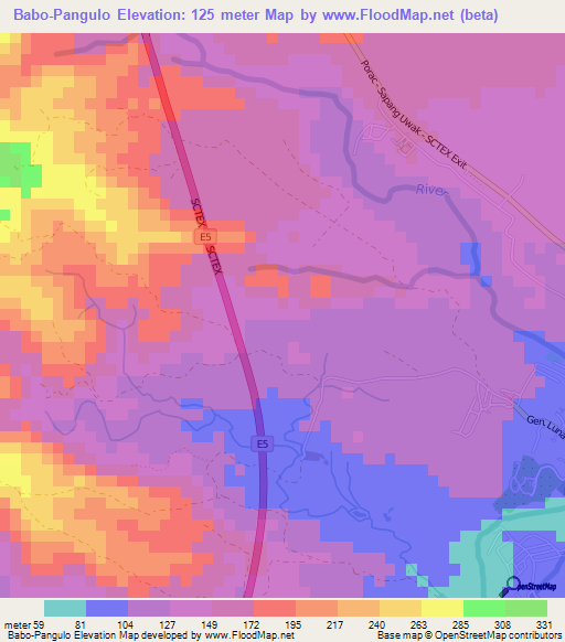 Babo-Pangulo,Philippines Elevation Map