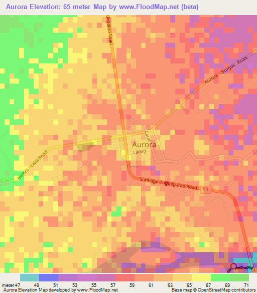 Aurora,Philippines Elevation Map