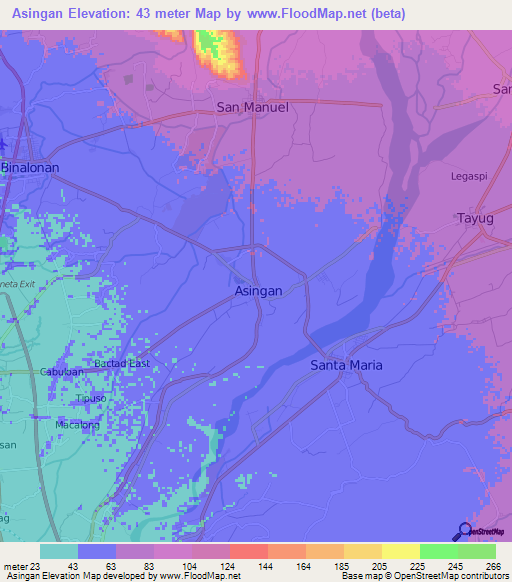 Asingan,Philippines Elevation Map