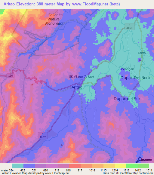 Aritao,Philippines Elevation Map