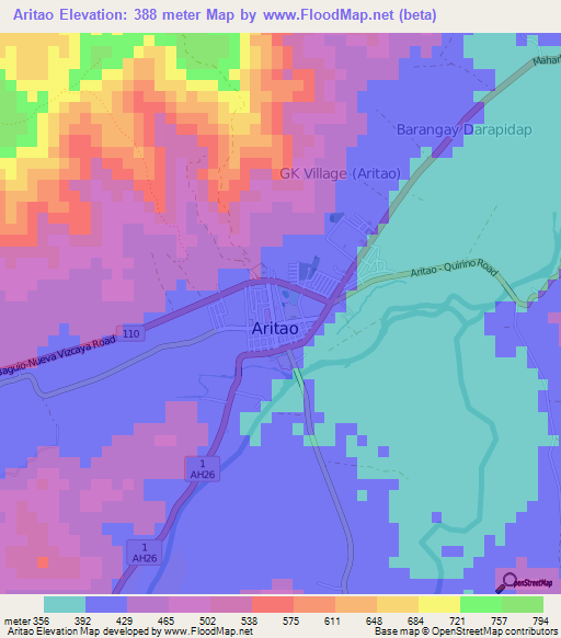 Aritao,Philippines Elevation Map