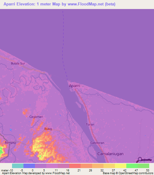 Aparri,Philippines Elevation Map