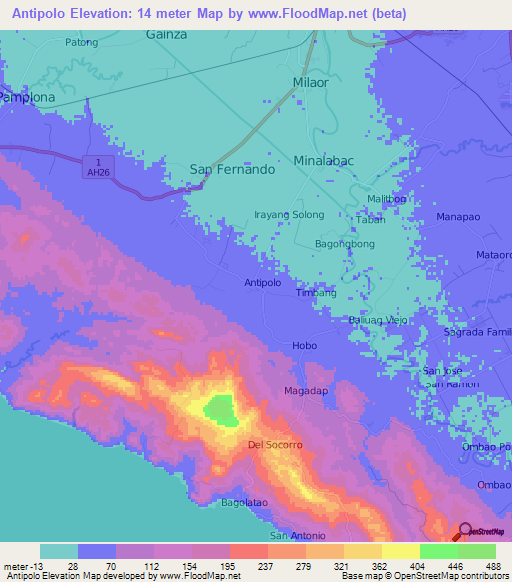 Antipolo,Philippines Elevation Map