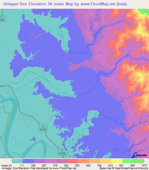Antagan Dos,Philippines Elevation Map