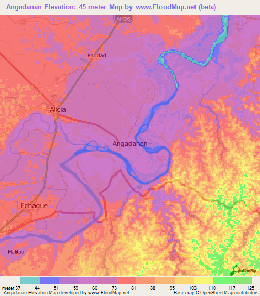 Angadanan,Philippines Elevation Map
